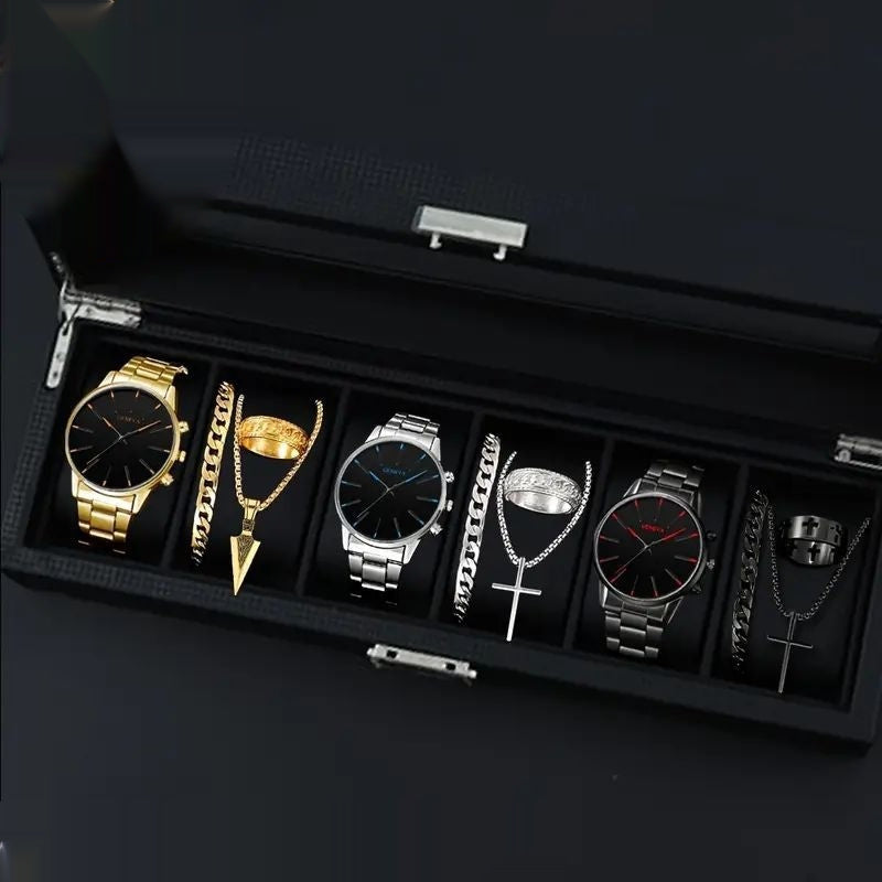 12-set Men's Watches  Fashionable Multi-color Assortment Of Quartz Men's Watches